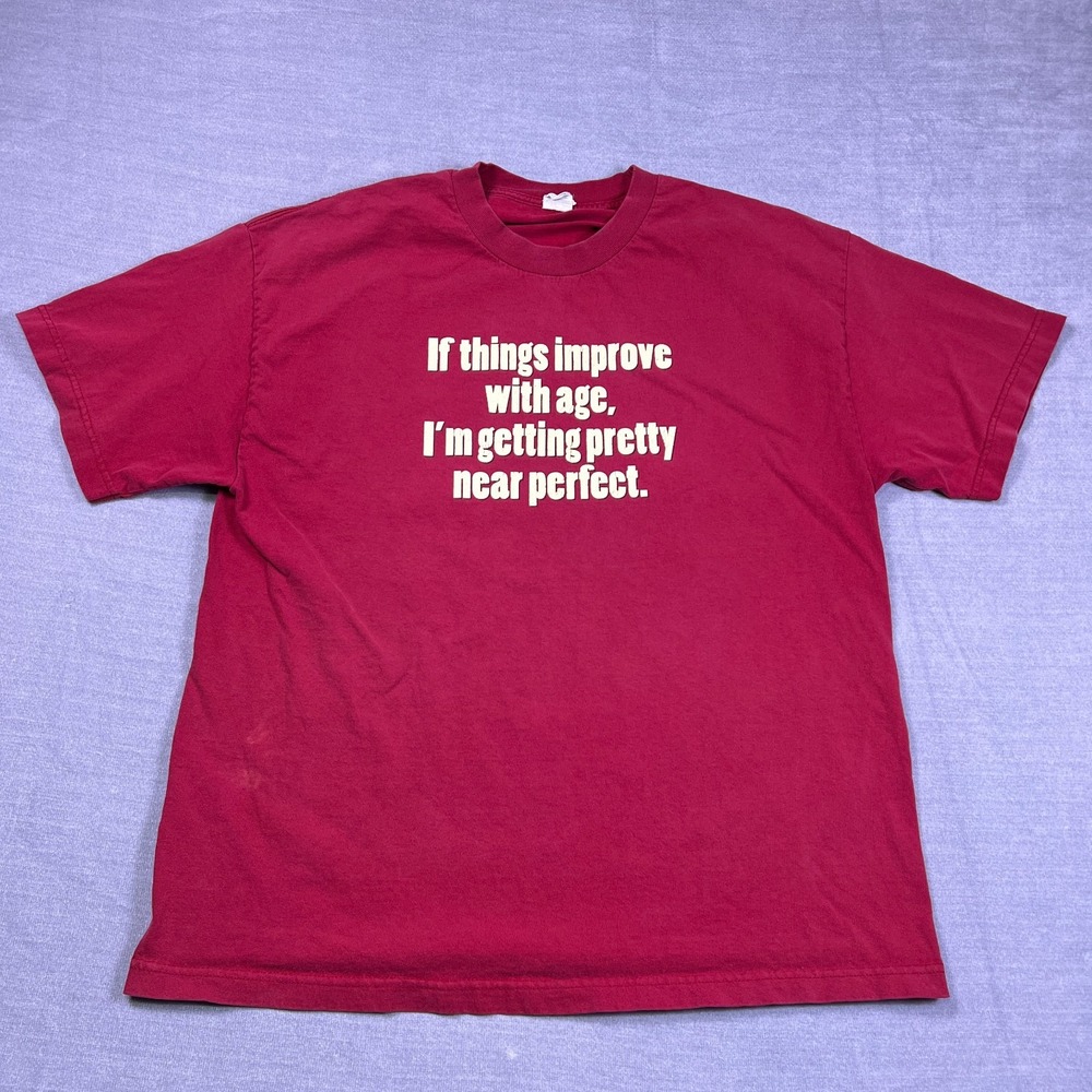 Alstyle Mens Maroon Red Humorous Graphic Slogan Comfy Cotton T-Shirt Size XL